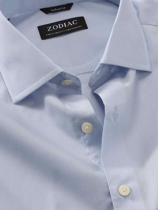 Easy Care Sky Solid Full Sleeve Single Cuff Tailored Fit Classic Formal Cotton Blend Shirt