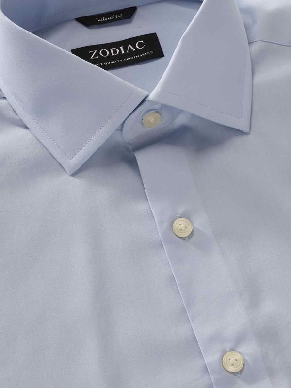 Easy Care Sky Solid Full Sleeve Single Cuff Tailored Fit Classic Formal Cotton Blend Shirt