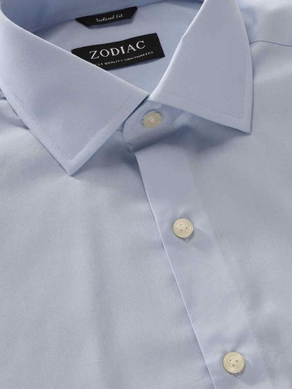 Easy Care Sky Solid Full Sleeve Single Cuff Tailored Fit Classic Formal Cotton Blend Shirt