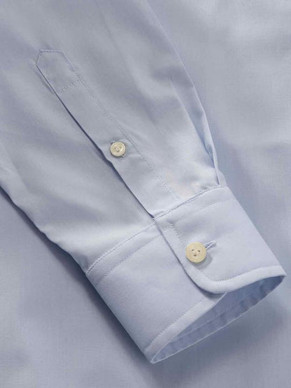 Easy Care Sky Solid Full Sleeve Single Cuff Tailored Fit Classic Formal Cotton Blend Shirt