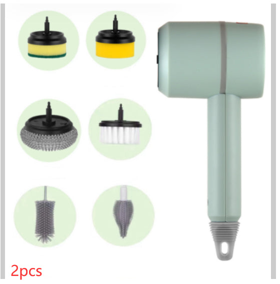Green With six brush heads / 2PCS