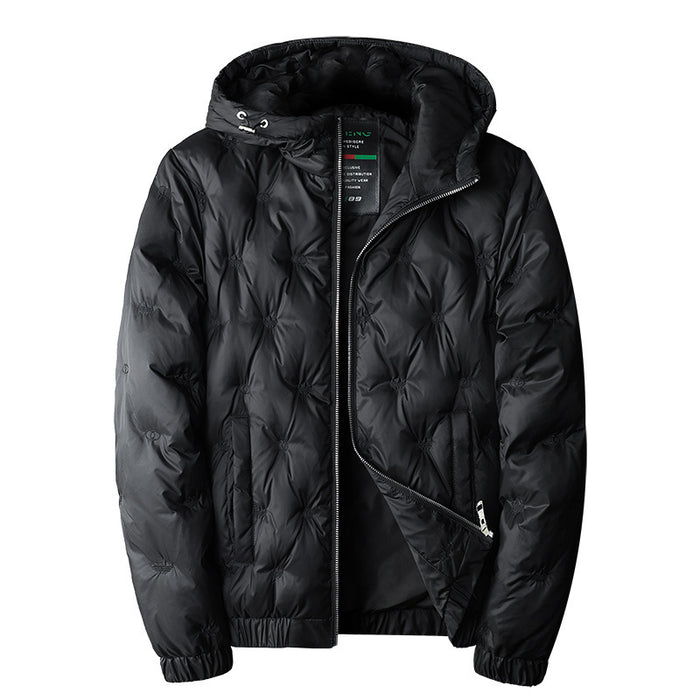 Embroidered Down Men's Plus Size Hooded Casual Down Jacket