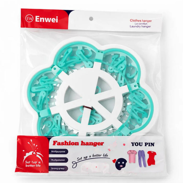 Enwei - Laundry Hangers - Green - 18 Clips - Hexagon