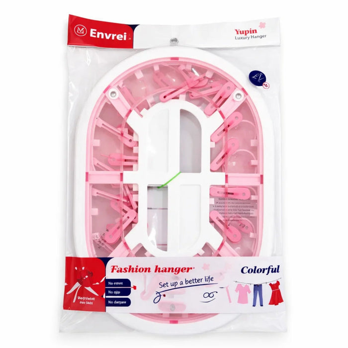 Enwei - Laundry Hangers - Pink - 18 Clips - Oval