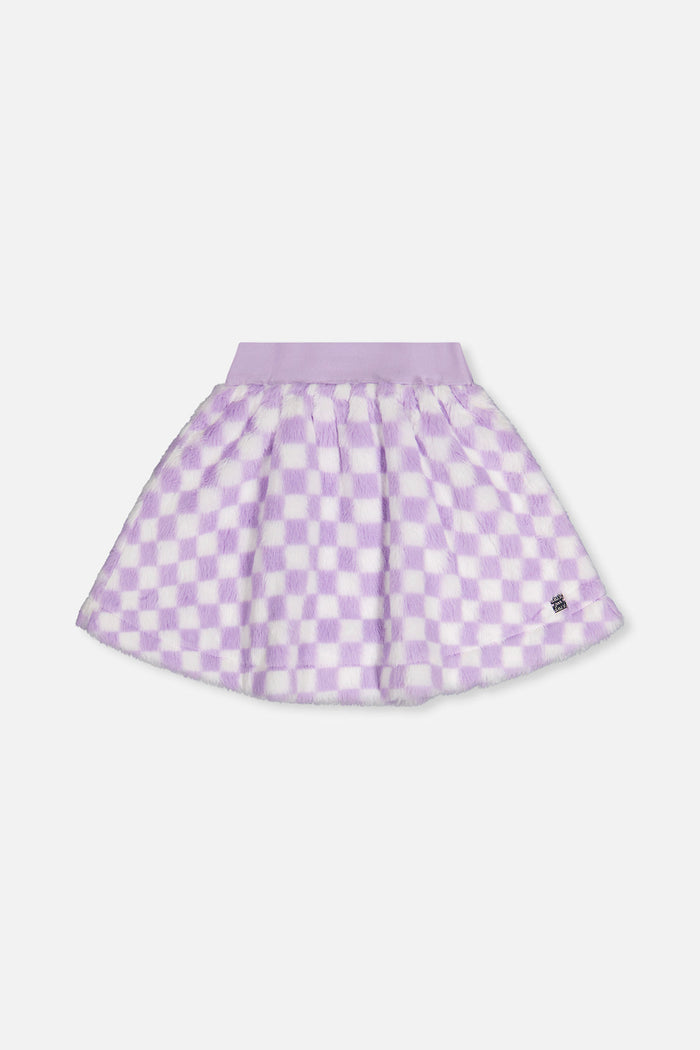 Faux Fur Skirt Lilac And White Tiles-0