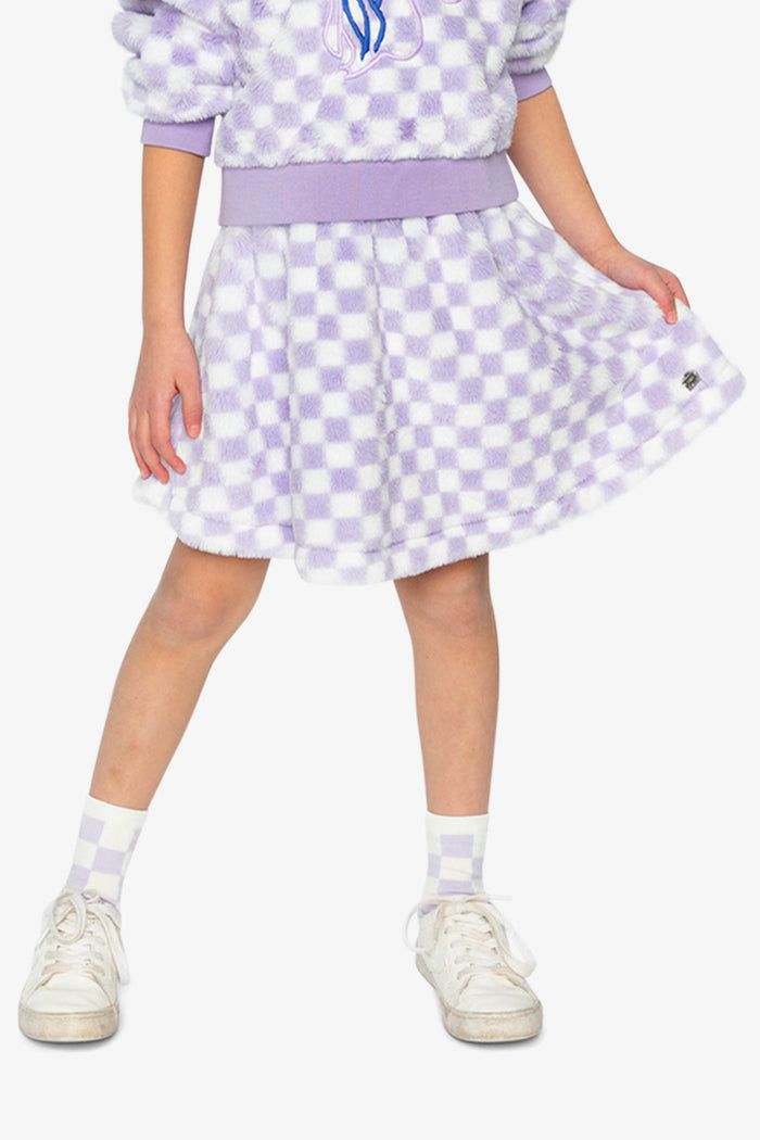 Faux Fur Skirt Lilac And White Tiles-2