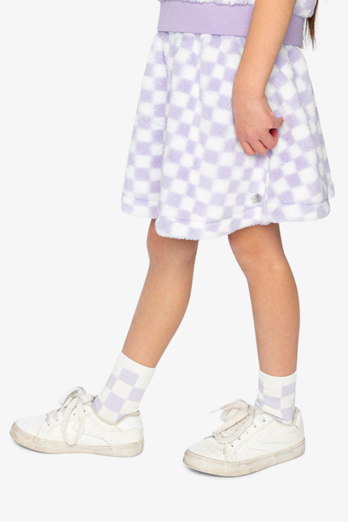 Faux Fur Skirt Lilac And White Tiles-3