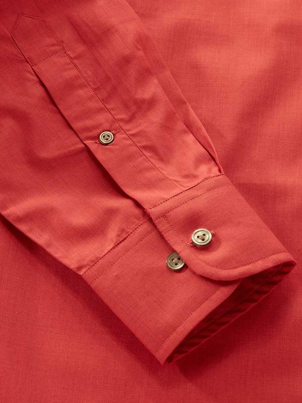 Fil A Fil Red Solid Full Sleeve Single Cuff Classic Fit Semi Formal Cotton Shirt