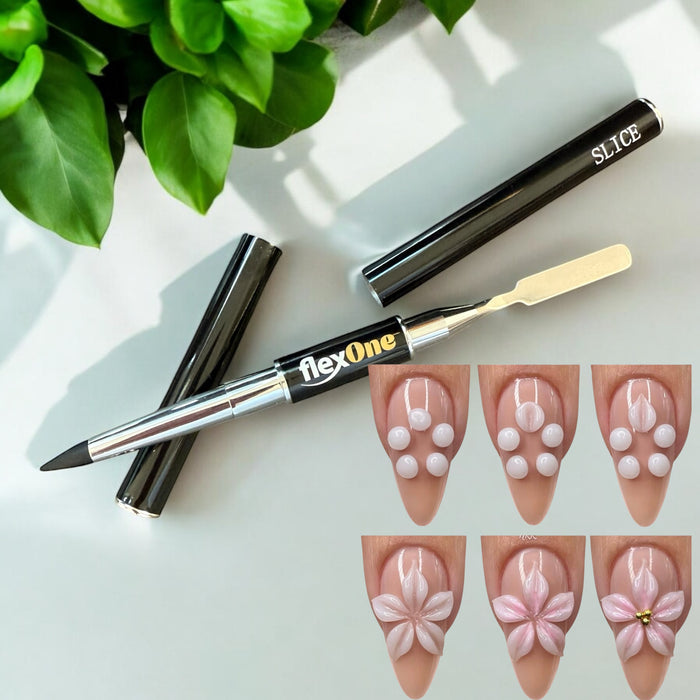 FlexOne NEW 2-in-1 Silicone Nail Tool - Scoop Slice & Sculpt 3D Gel