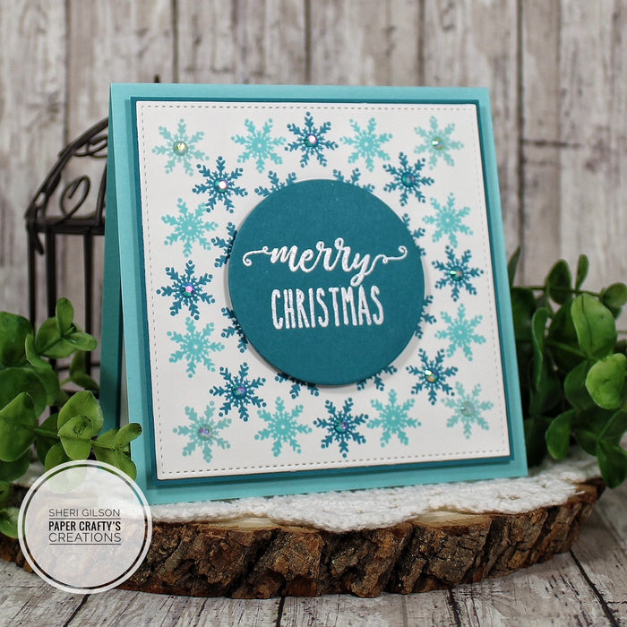 Gina K. Designs - Stamps - Winter Wonderland. Winter Wonderland is a stamp set by Beth Siliaka. This set is made of premium clear photopolymer and measures 6" X 8". Made in the USA. Available at Embellish Away located in Bowmanville Ontario Canada. - Slimline card designed by Sheri Gilson.