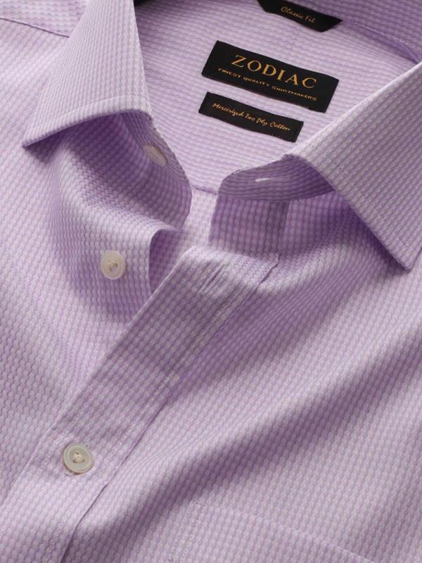 Giotto Lilac Solid Full Sleeve Double Cuff Classic Fit Classic Formal Two Ply Mercerized Cotton Shirt