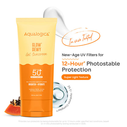 Aqualogica glow dewy gel sunscreen SPF 50 80g