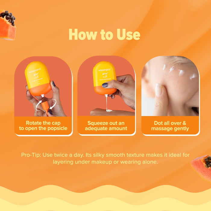 Application steps for using milk fluid moisturiser