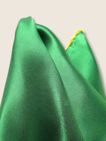 Green/ Light Green Solid Silk Pocket Square