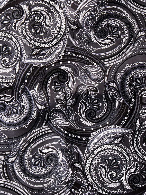Grey Paisley Silk Pocket Square