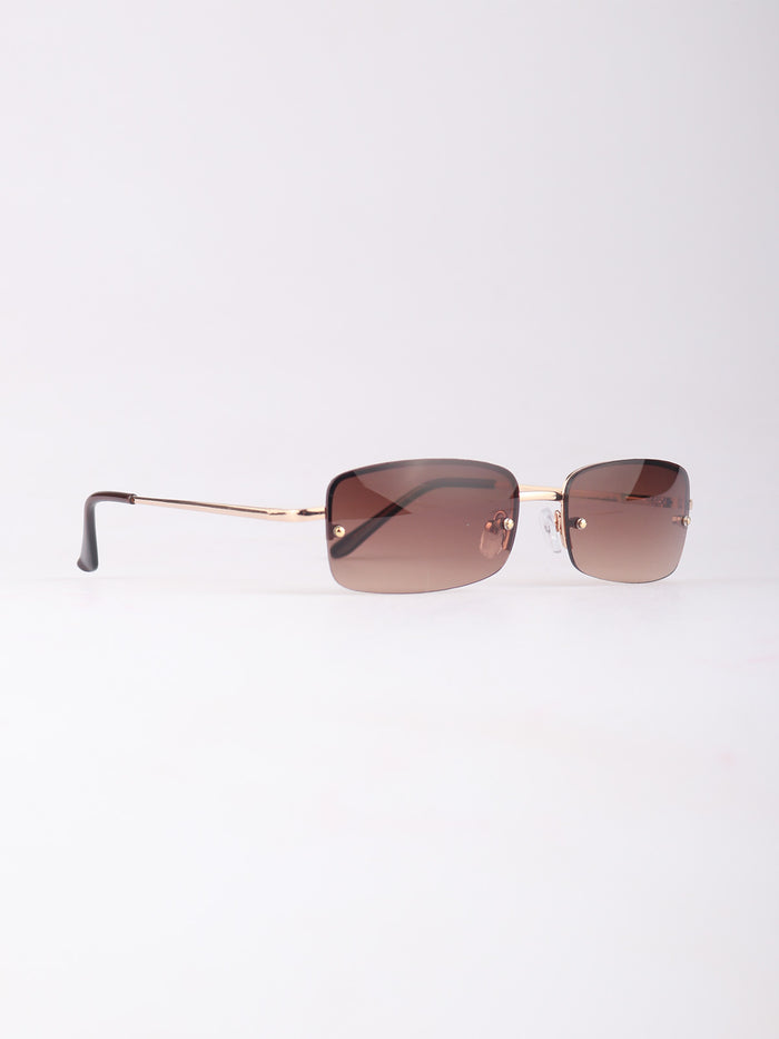 Hannah Rectangle Sunglasses | Gold-Image 2