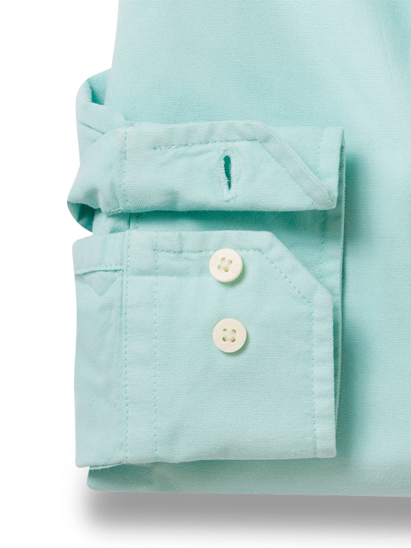 Harry Oxford Garment Dyed Sea Green Solid Full Sleeve Tailored Fit Casual Cotton Shirt