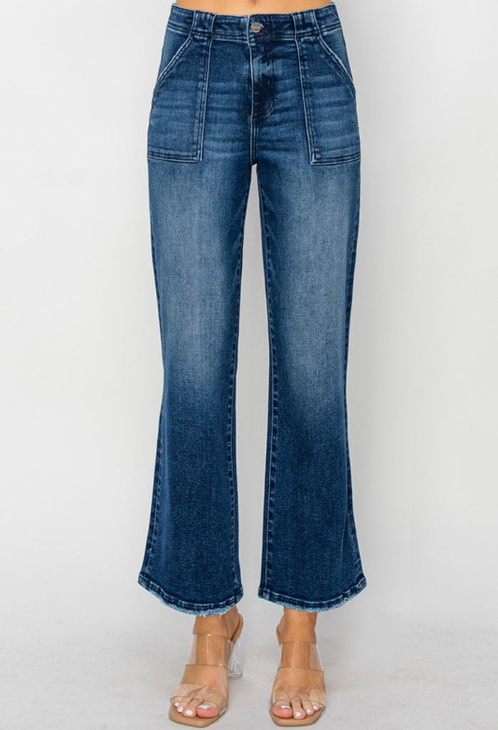 High Rise Ankle Flare Denim