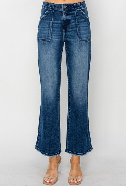 High Rise Ankle Flare Denim