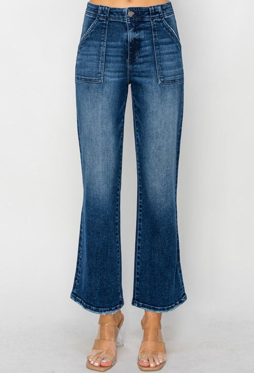 High Rise Ankle Flare Denim