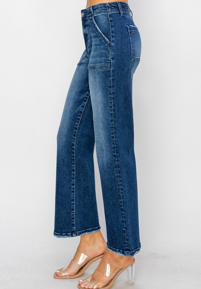 High Rise Ankle Flare Denim