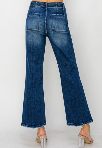 High Rise Ankle Flare Denim