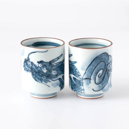Japanese Yunomi teacup - Dragon Motif (Generously Sized)