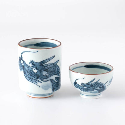 Japanese Yunomi teacup - Dragon Motif (Generously Sized)