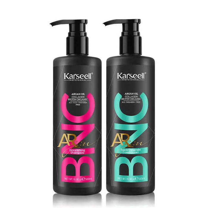 KARSEELL Argan Oil Collagen Biotin Organic Nourishing Shampoo & Super detangle Conditioner Set 500 ML Each - DOKAN