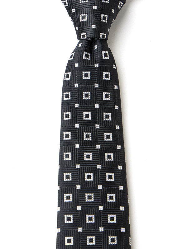 Kingcrest Minimal Black/ White Microfibre Tie