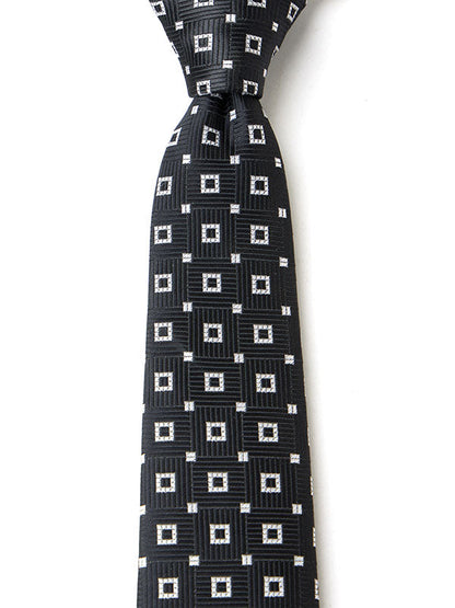 Kingcrest Minimal Black/ White Microfibre Tie