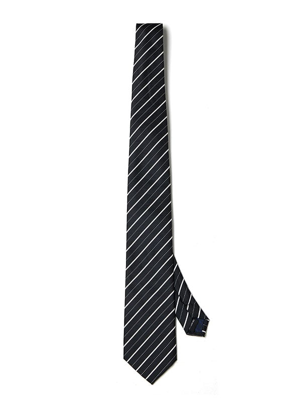 Kingsford Stripe Black/ White Microfibre Tie