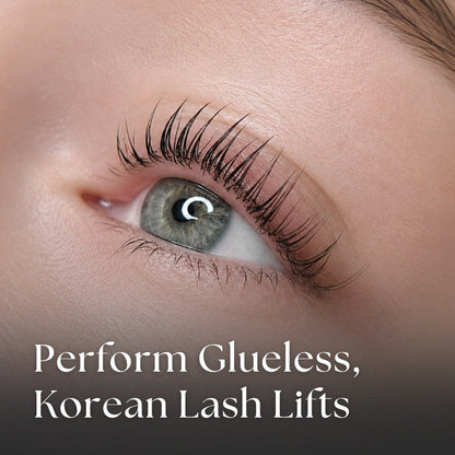 Close-up of a Korean lash lift result on a natural eye