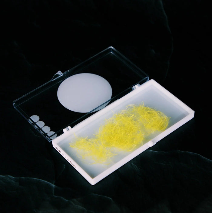 PLA Lemon Lashes — Loose Fans (top side view of the lashes in an open tray)