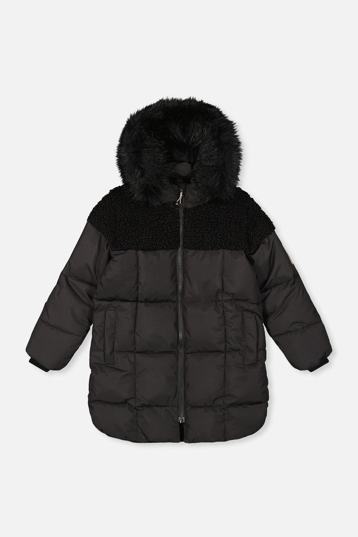 Long Winter Puffer Coat Black-0