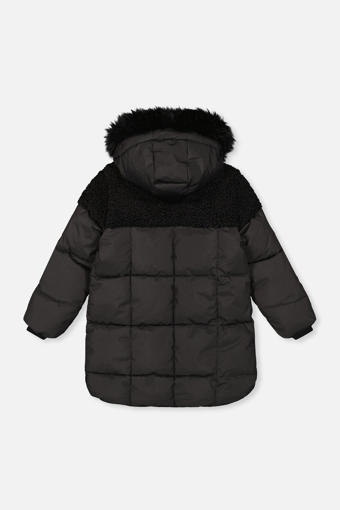 Long Winter Puffer Coat Black-1