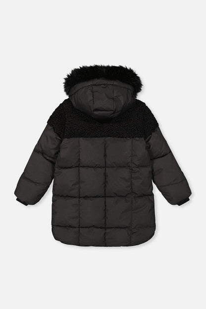 Long Winter Puffer Coat Black-1