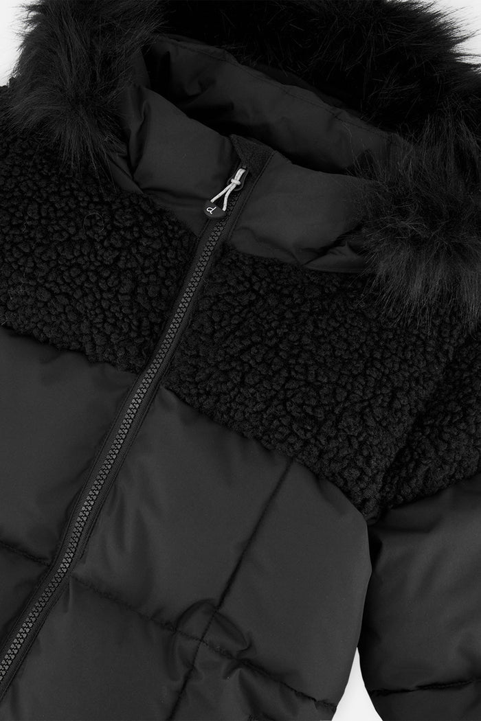 Long Winter Puffer Coat Black-2