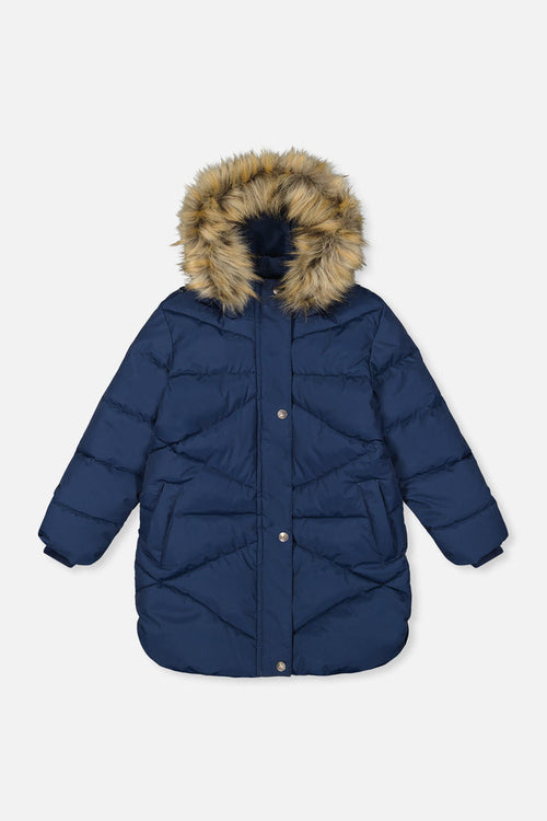 Long Winter Puffer Coat Dark Blue-0