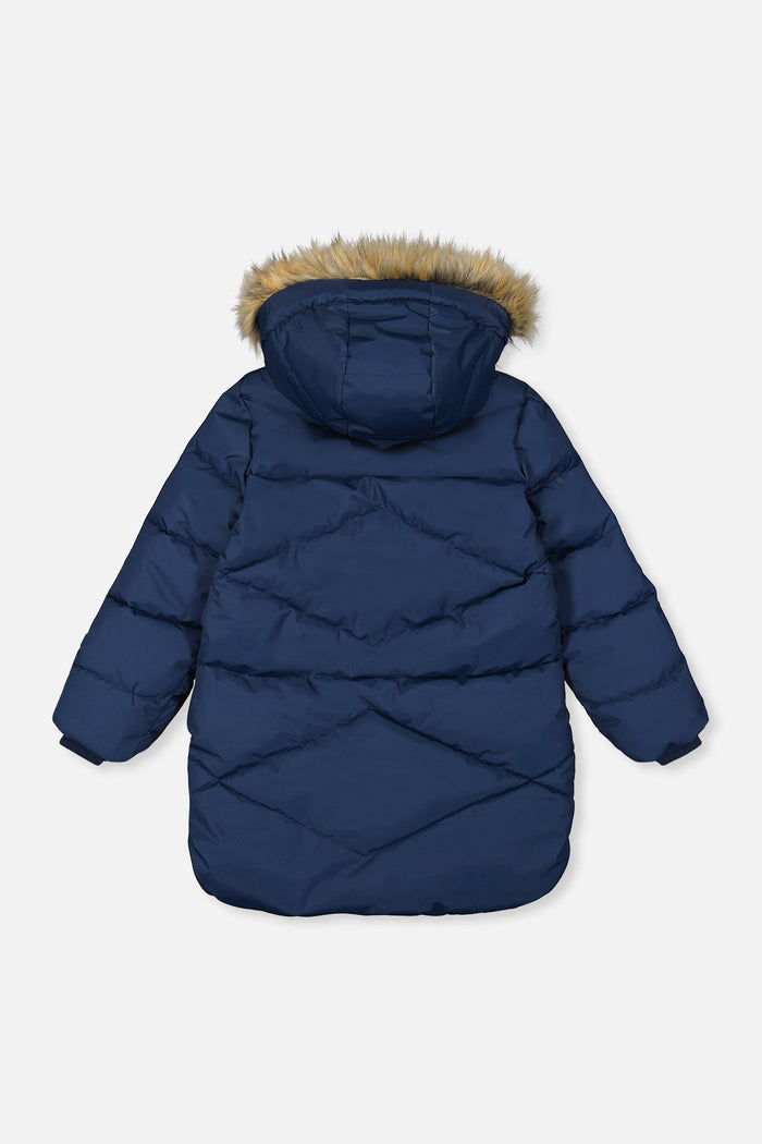 Long Winter Puffer Coat Dark Blue-1