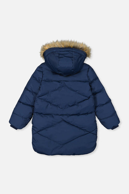 Long Winter Puffer Coat Dark Blue-1