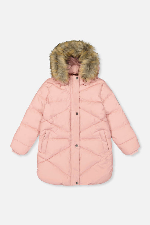 Long Winter Puffer Coat Pale Dusty Pink-0