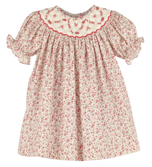 Luli & Me Mulberry Floral Bishop Dress-Red