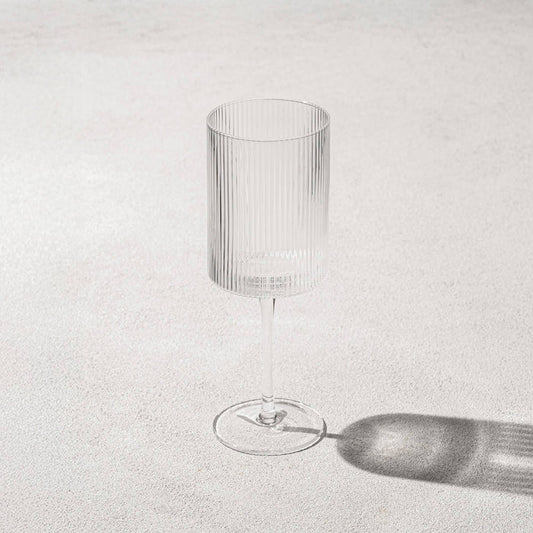 Malibu Ribbed Glass 17oz Wine Glass, Clear