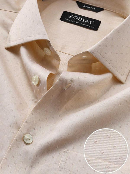 Marchetti Cream Solid Full Sleeve Single Cuff Tailored Fit Classic Formal Cotton Shirt