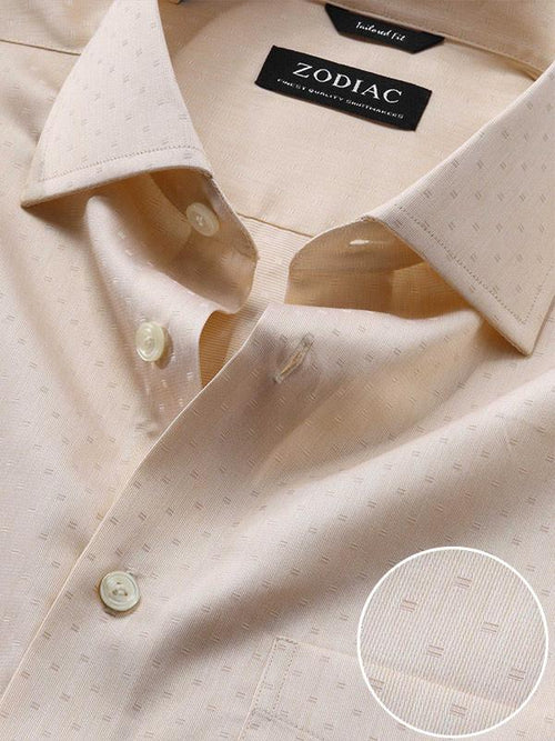 Marchetti Cream Solid Full Sleeve Single Cuff Tailored Fit Classic Formal Cotton Shirt