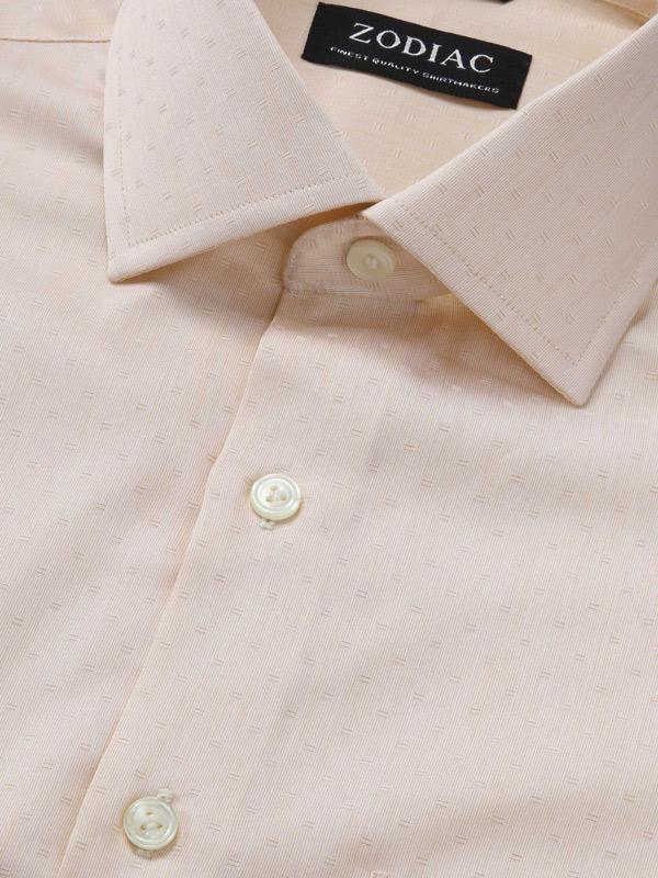Marchetti Cream Solid Full Sleeve Single Cuff Tailored Fit Classic Formal Cotton Shirt
