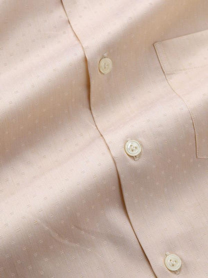Marchetti Cream Solid Full Sleeve Single Cuff Tailored Fit Classic Formal Cotton Shirt