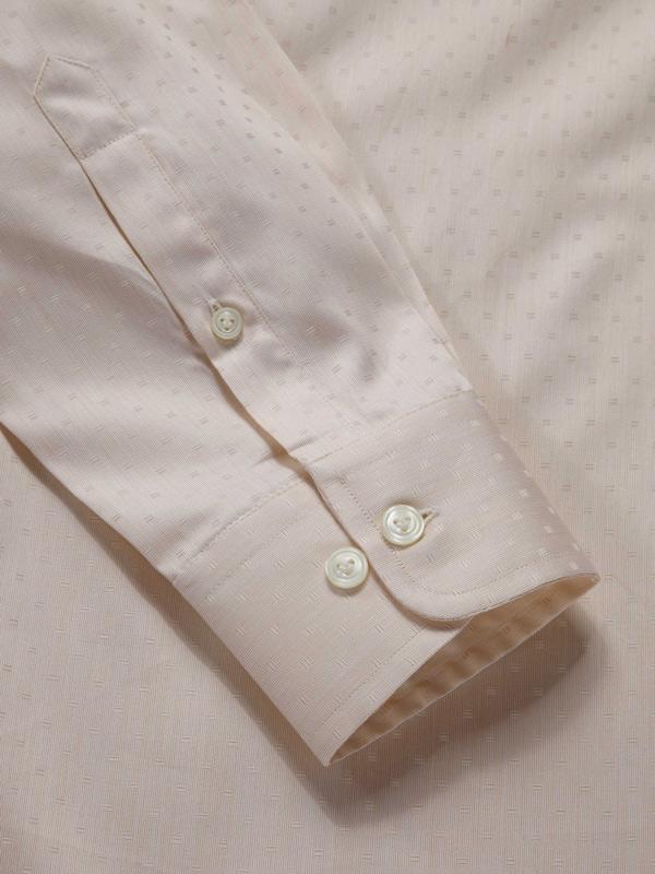 Marchetti Cream Solid Full Sleeve Single Cuff Tailored Fit Classic Formal Cotton Shirt