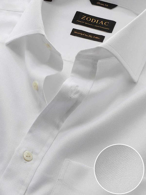Marinetti White Solid Full Sleeve Single Cuff Classic Fit Classic Formal Two Ply Mercerized Cotton Shirt